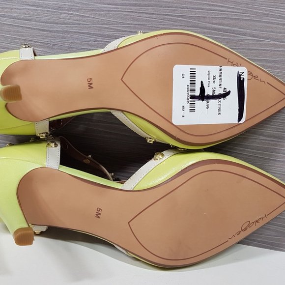 Halogen Martine Studded T-Strap Pump, Citrus Color Leather Womens Size 5 - Picture 11 of 12